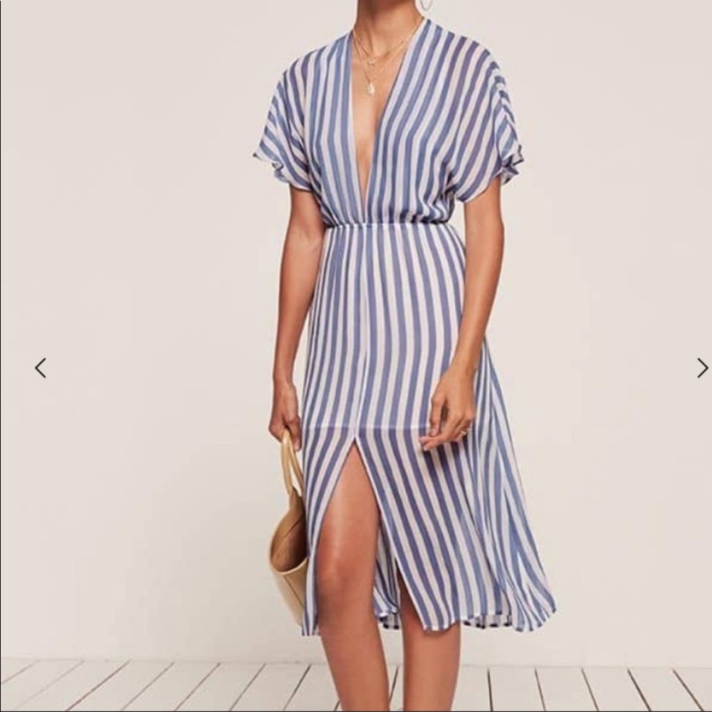 NWT Reformation Positano Dress Sicily/Blue Stripe